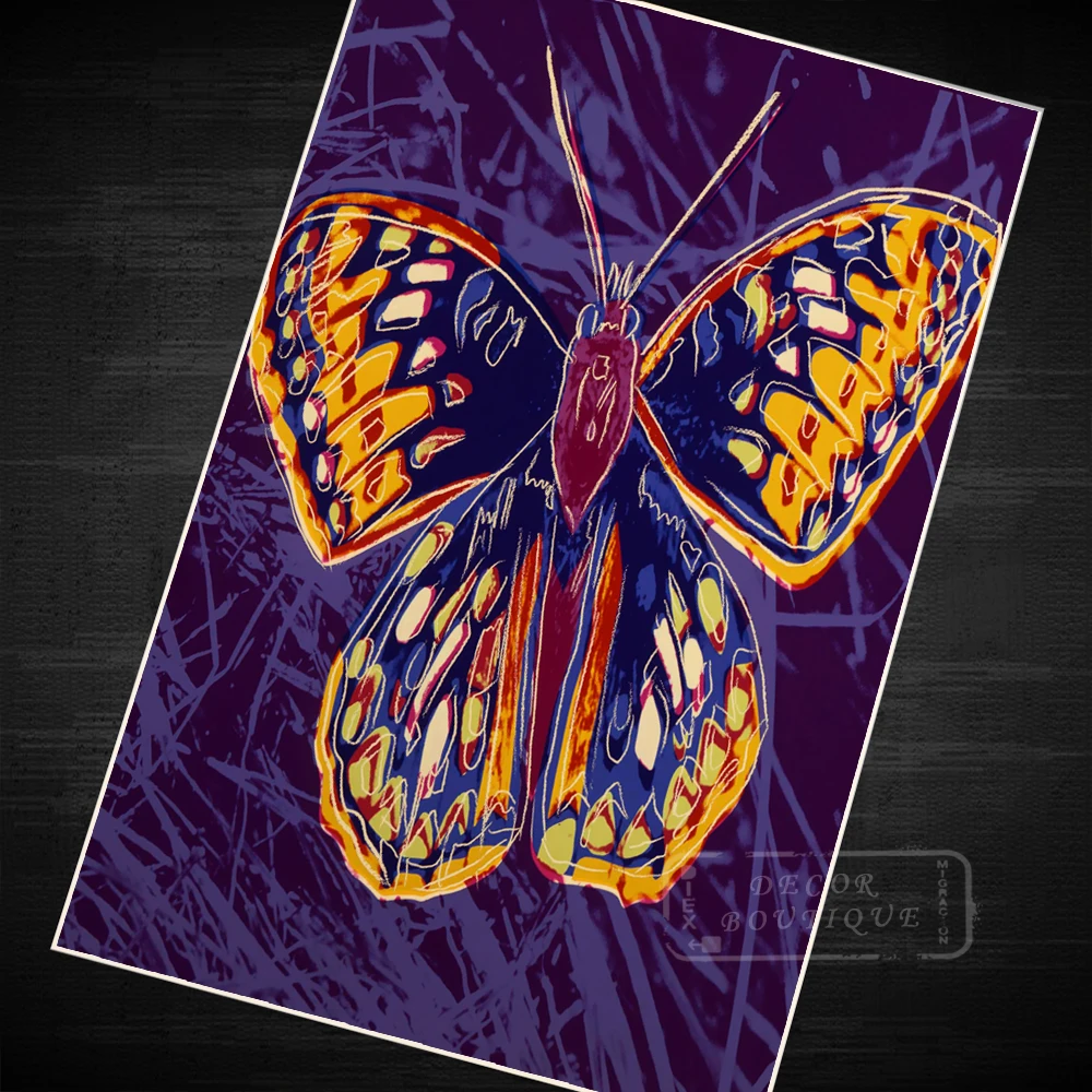 Butterfly Painting Animal Pop Art Andy Warhol Vintage Classic Retro Canvas Frame Poster DIY Wall Posters Home Decor Gift | Дом и сад