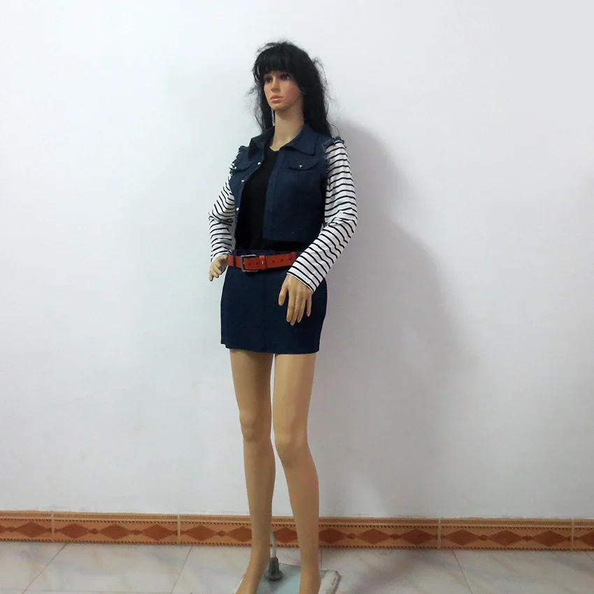 Android 18 лазурь Рождественская вечеринка Хэллоуин униформа наряд косплей костюм