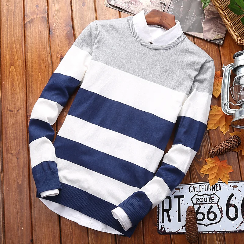 NEW 2017 Winter Mens Fashion Long Sweaters and Pullovers Men Brand Clothes Wool Sweater Male Outerwear Striped Knitted | Мужская одежда