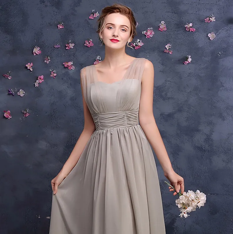 Vestidos de madrinha Новое сексуальное шифоновое Тюлевое платье с v-образным вырезом трапециевидной формы мятно-зеленого цвета шампанского розового Королевского синего цвета лиловое платье подружки невесты длинное платье