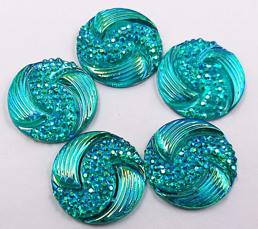 Тонкая Смола Светло-голубой Круглый Свободные Стразы 20 мм пришивные камни и