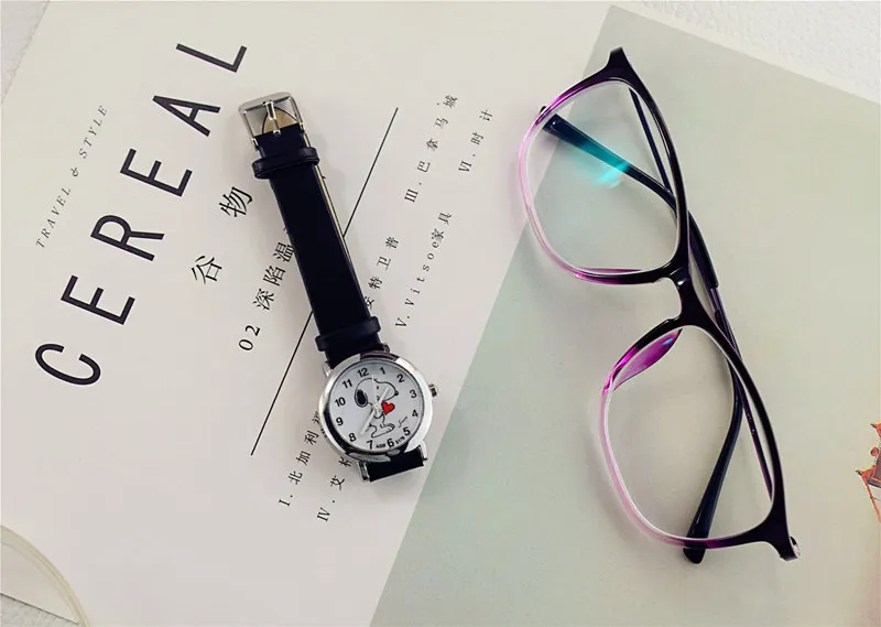 Snoopy Watch women watch classic men watch kid watch Genuine Brand Casual Fashion Quartz Wristwatches Leather clock waterproof