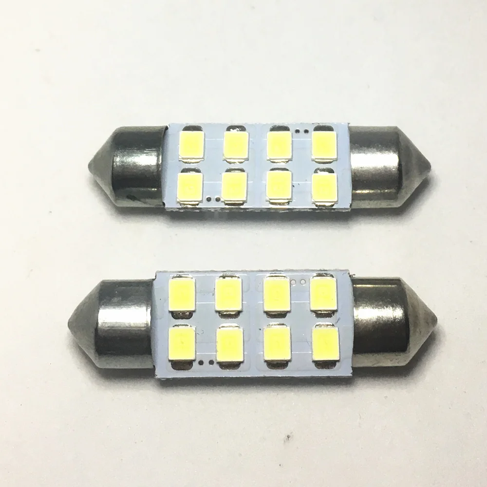 Фото Супер-яркие светодиодные гирлянды 8SMD 1210 для салона автомобиля, 31 мм, 36 мм, 39 мм, 41 мм, 2 шт., лампы-фестоны, белые лампы для чтения, 12 В постоянного тока №2