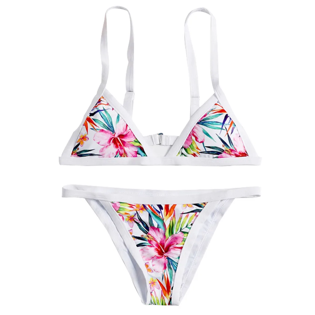 Beachwear Bikini Swimsuit Plus Size Swimwear Women 2019 Push Up Outdoor Sports Printed Bandage Padded Large Bather | Спорт и
