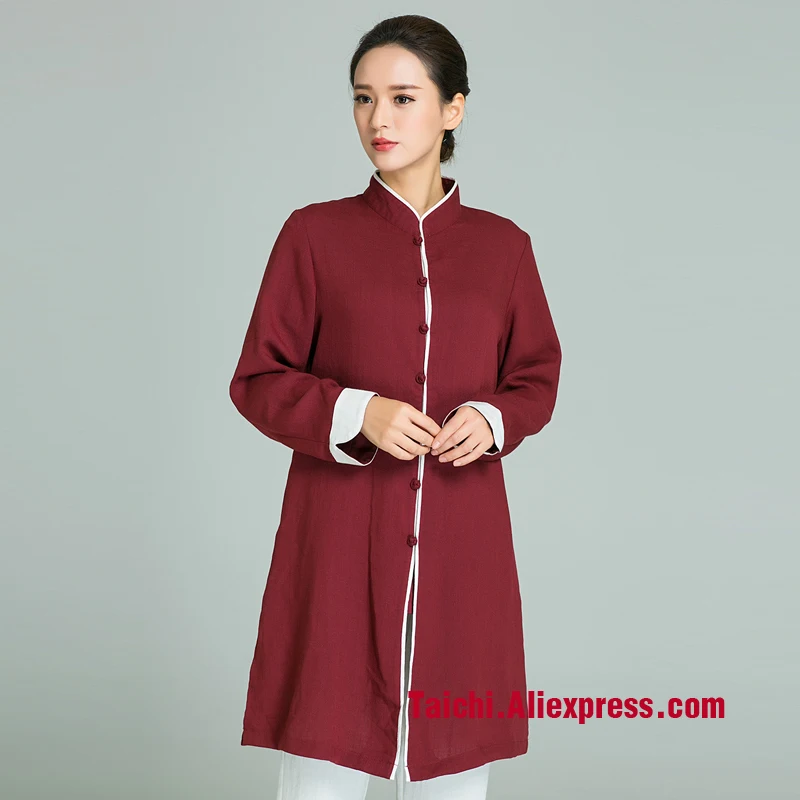 

Handmade Linen Tai Chi Uniform Wushu Kung Fu martial Art Suit Tai Chi Skirt Chinese Stlye Wine Red Color