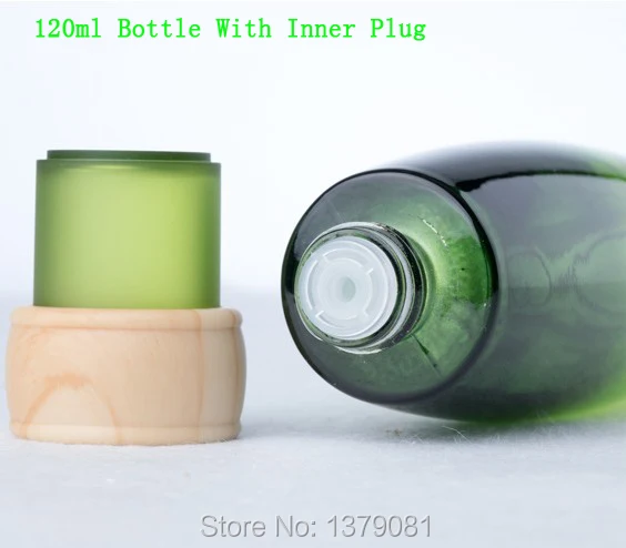 

2pcs Empty Gradie Green Glass Lotion Pump Bottles /Cream Box With Wood Outer Ring ,Package Cosmetics Makeup Tools Free Shipping