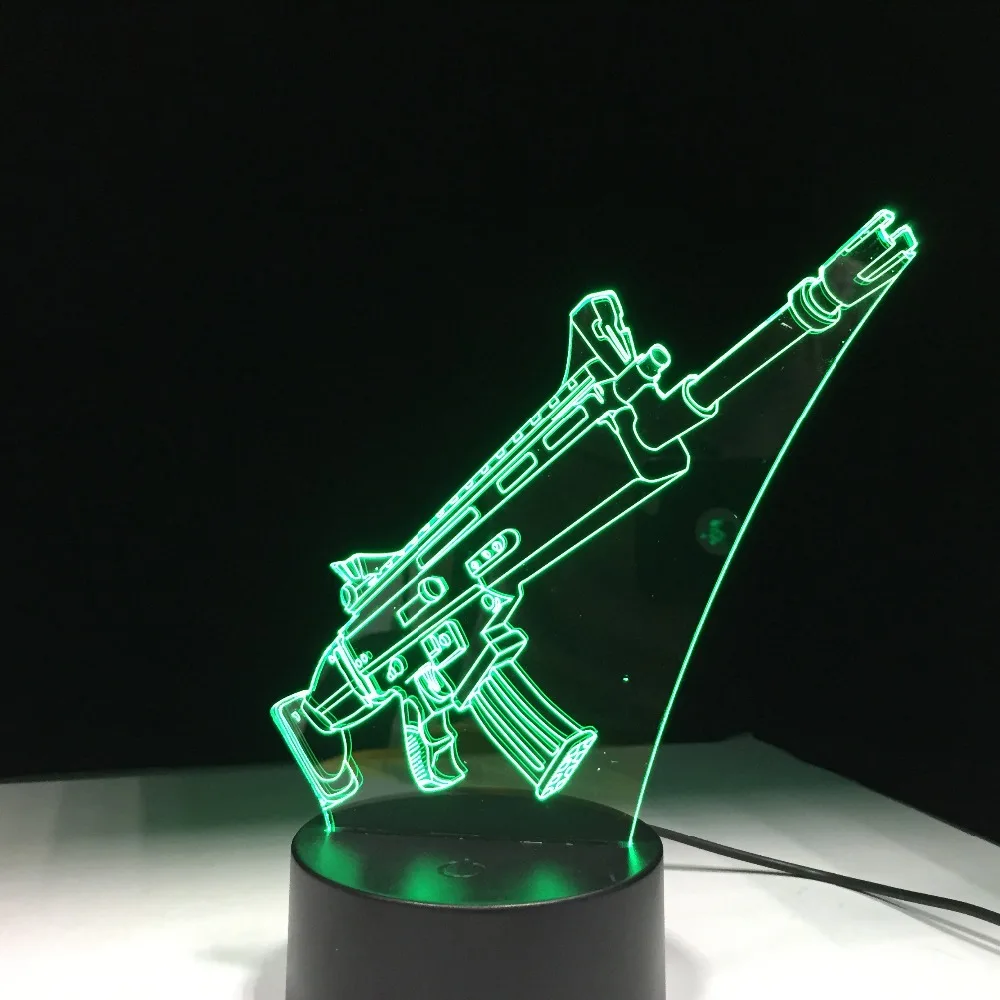Шрам пистолет сувенир 7 цветов Сенсорная настольная лампа светильник 3D