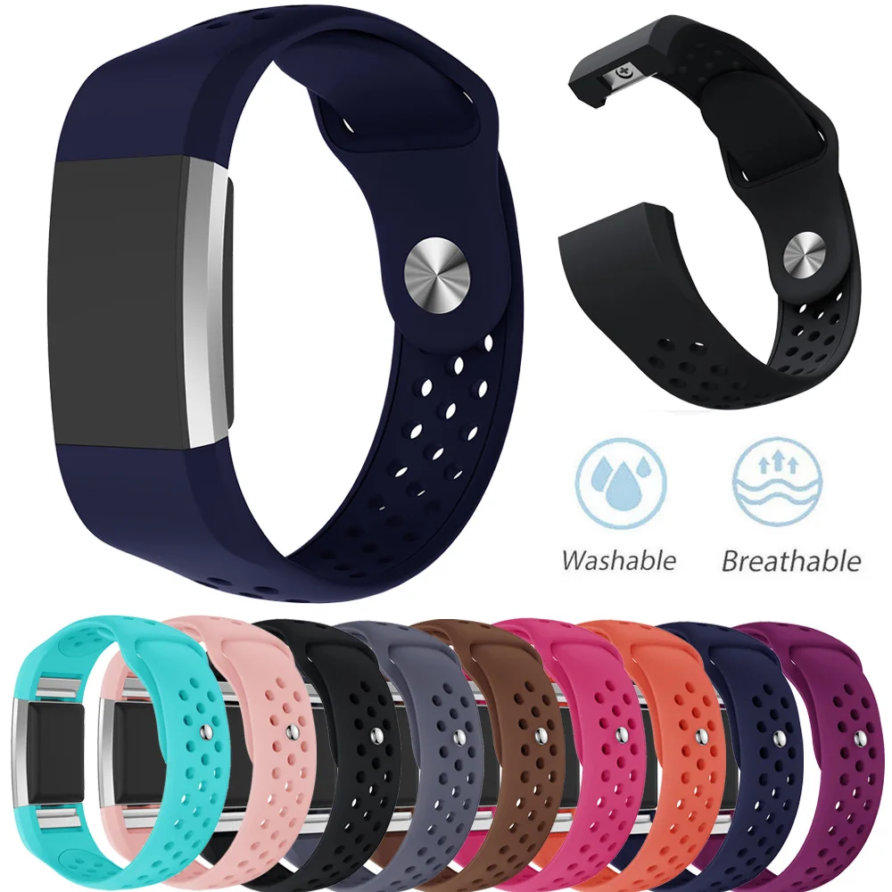 Силиконовый ремешок браслет для Fitbit Charge 2 сменный резиновый часов дышащие