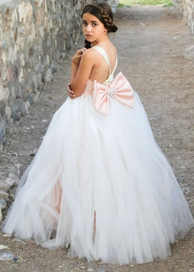 Blush Pink Princess Ballerina Lace Tulle Backless flower girl dress Fashion Gown xk101 (1) | Свадьбы и торжества