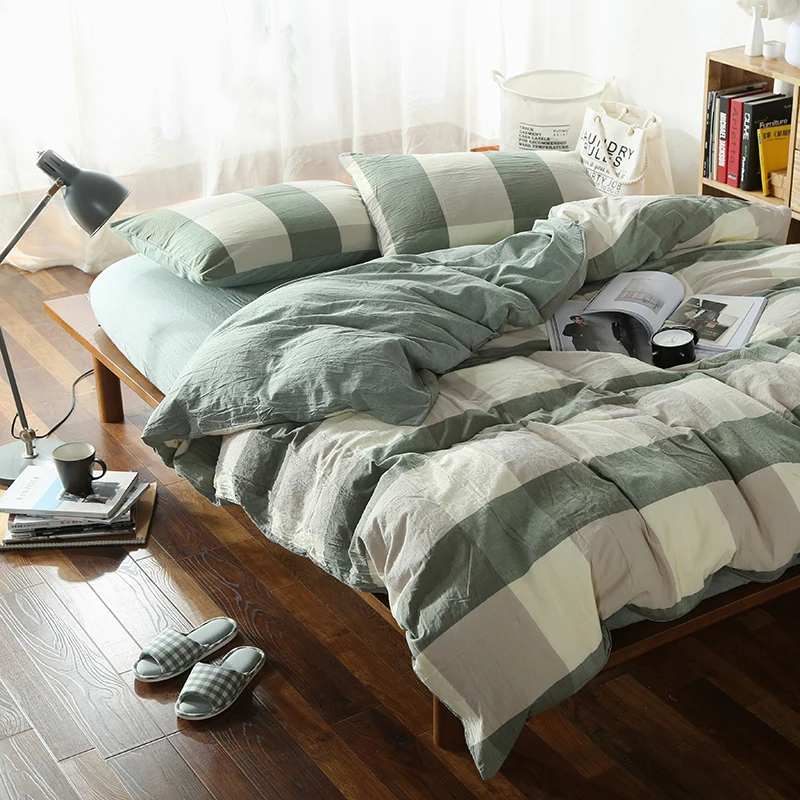 4 шт. 100% хлопок винтажный стиль ткань наборы постельного белья Королевский размер