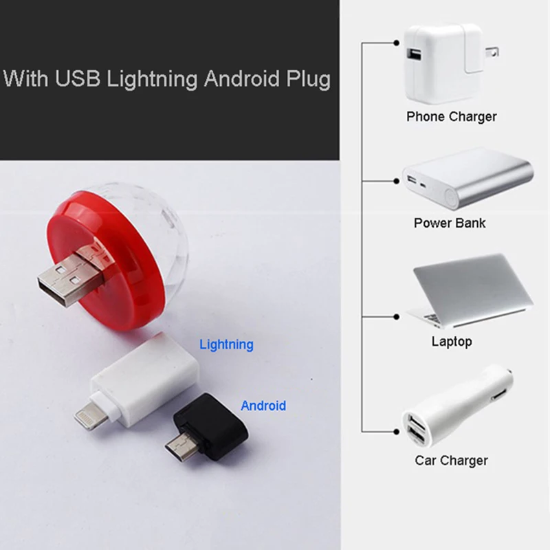 Автомобильный USB мини светильник портативный диско декоративный свет RGB