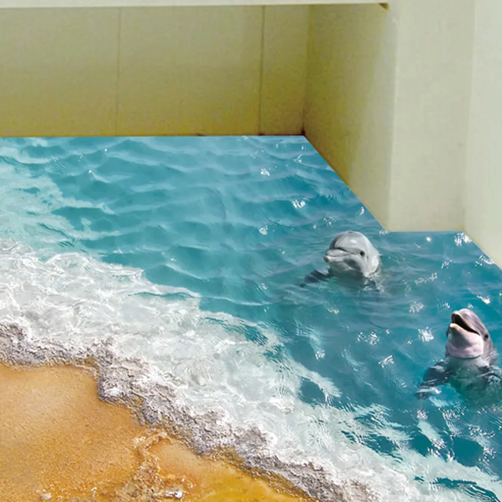 3D пляжный пол/настенная наклейка съемные настенные наклейки виниловые