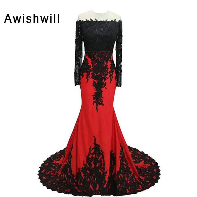 Элегантные длинные платья вечерние кружевные аппликации Русалка Вечерние для