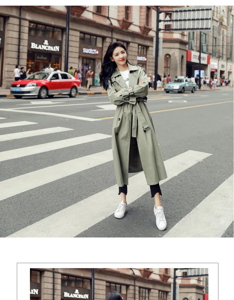 New Korean Double-breasted X-long Trench Loose Clothing Outerwear High Quality Solid Color Casual Coats