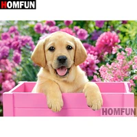 homfun full squareround drill 5d diy diamond painting dog flowers embroidery cross stitch 5d home decor gift a08176