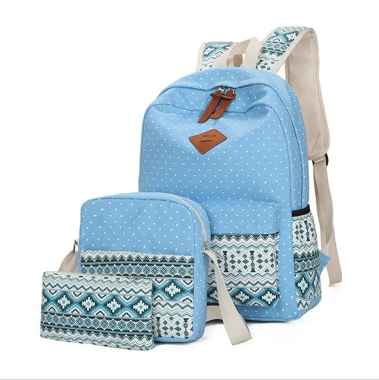 sky blue YK-Leik, Модный женский рюкзак в этническом стиле, высокое качество, холщовые рюкзаки, детские школьные сумки для девочек, mochila feminina - Цвет: sky blue