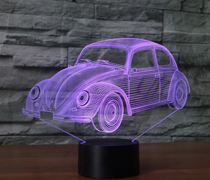 [Seven Neon] Бесплатная доставка акриловый жук 7 цветов настольная лампа 3D новинка