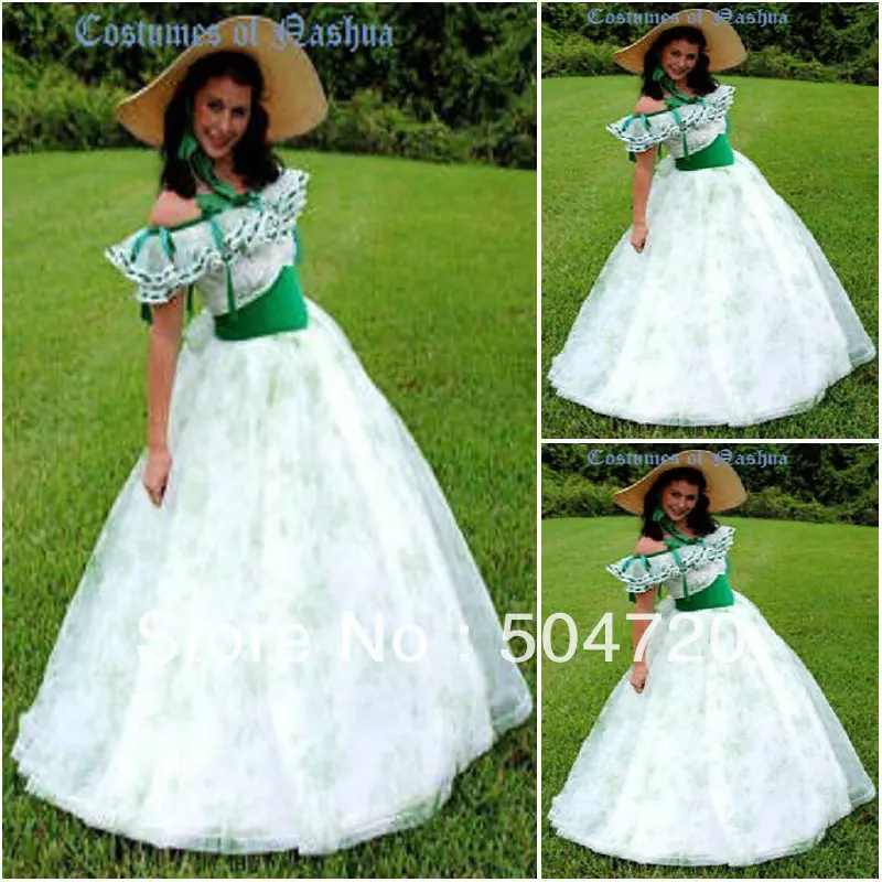 19 Century White Civil War Southern Belle Gown /Victorian Lolita /scarlett Dress US6-26 V-272
