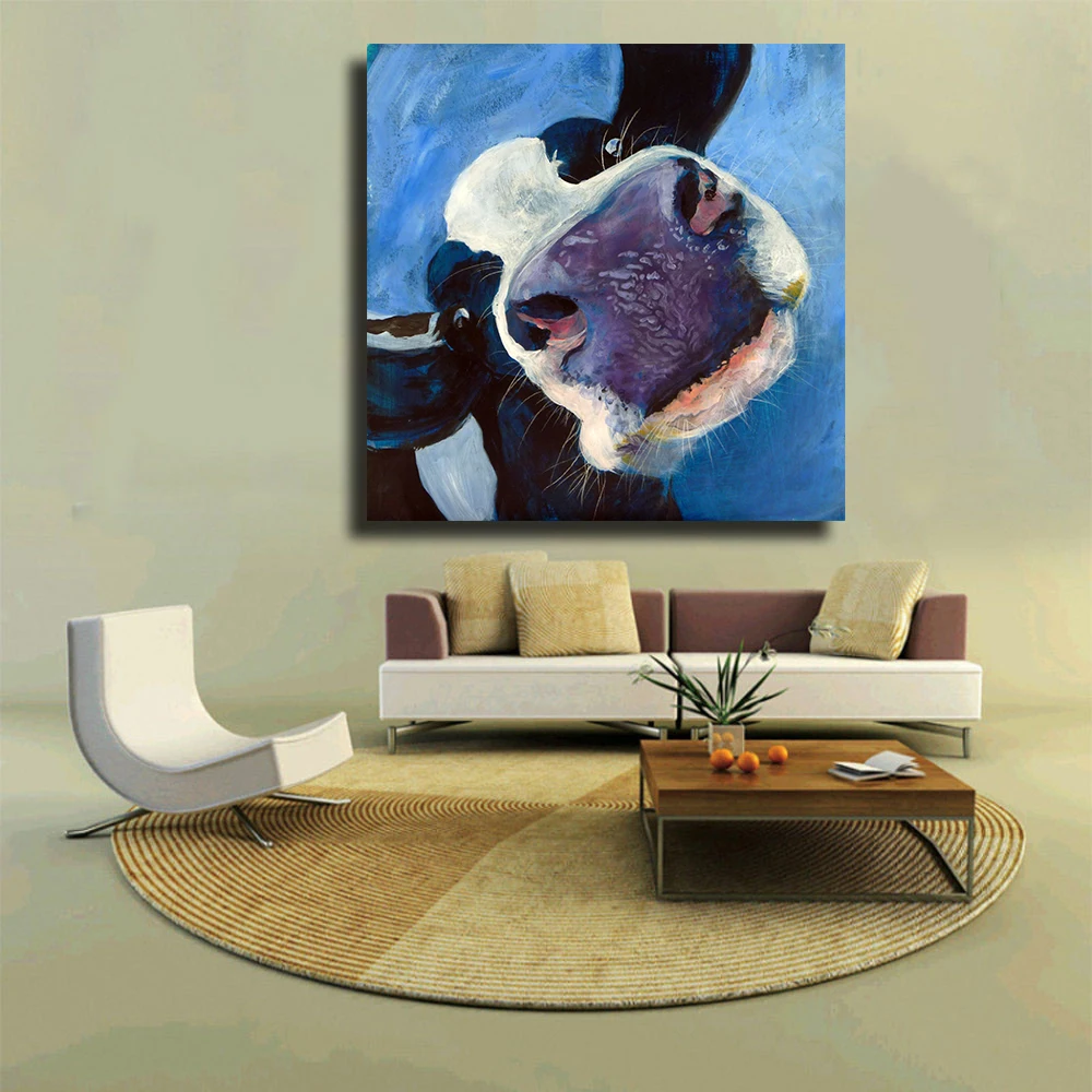 Настенная картина HDARTISAN с забавной головой коровы Holstein животное масляная