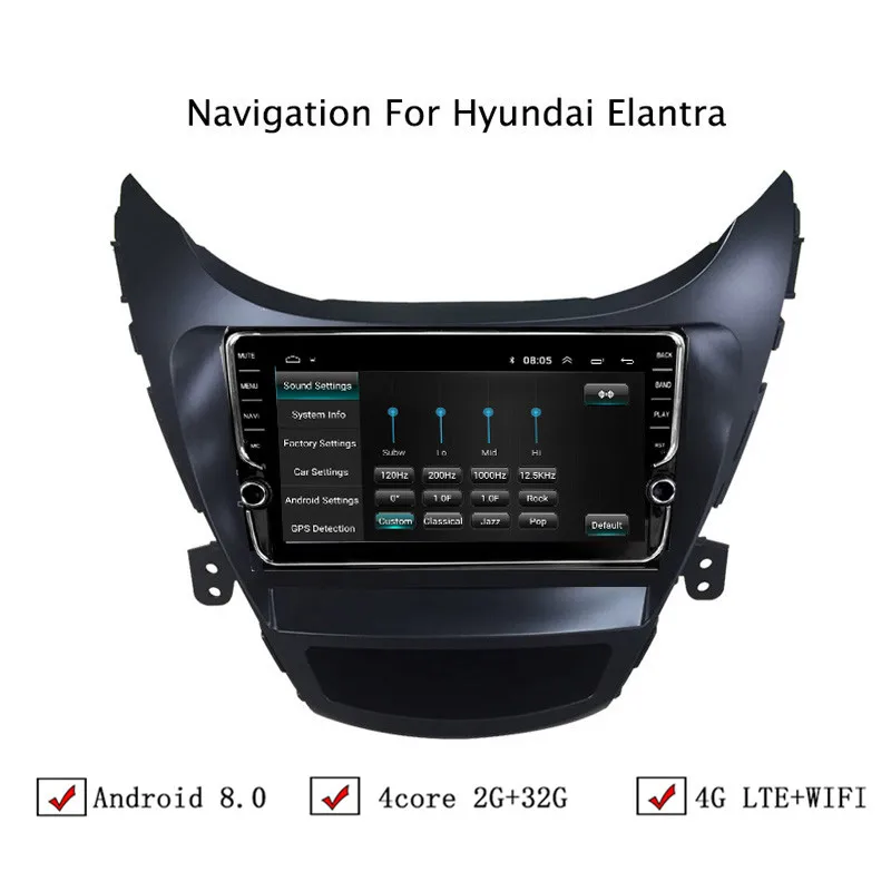 9" Android 6.0/8.0/8.1 Car DVD GPS Navigation For Hyundai Elantra 2011 2012 2013 2014 Radio Head Unit | Автомобили и
