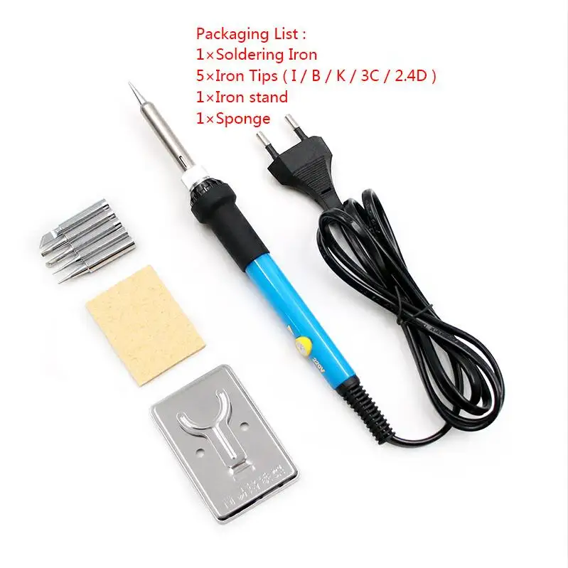 Solder Iron Set Электрический паяльник с регулируемой температурой 220 В 110 В 60 Вт сварочная наладочная станция для пайки теплового карандаша 5 шт. наконечники инструмент для ремонта - Цвет: Solder Iron Set
