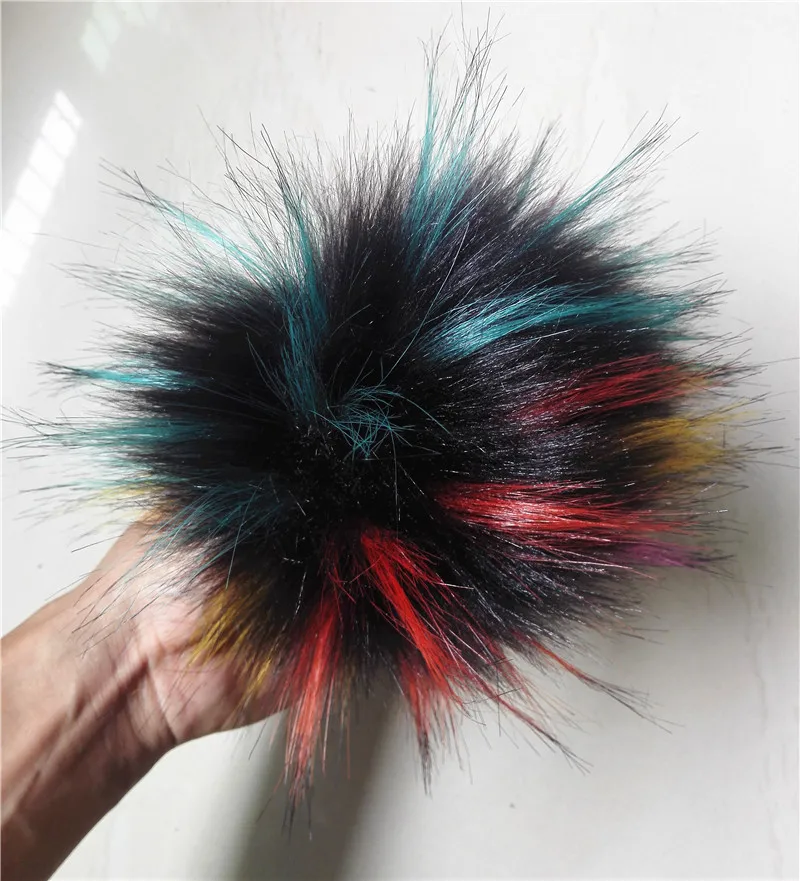 50pcs a lot Detachable Rainbow Faux Fur pompoms  15cm Hairy Ball For Knitted Beanies Skullies Caps Hats shoes Accessories
