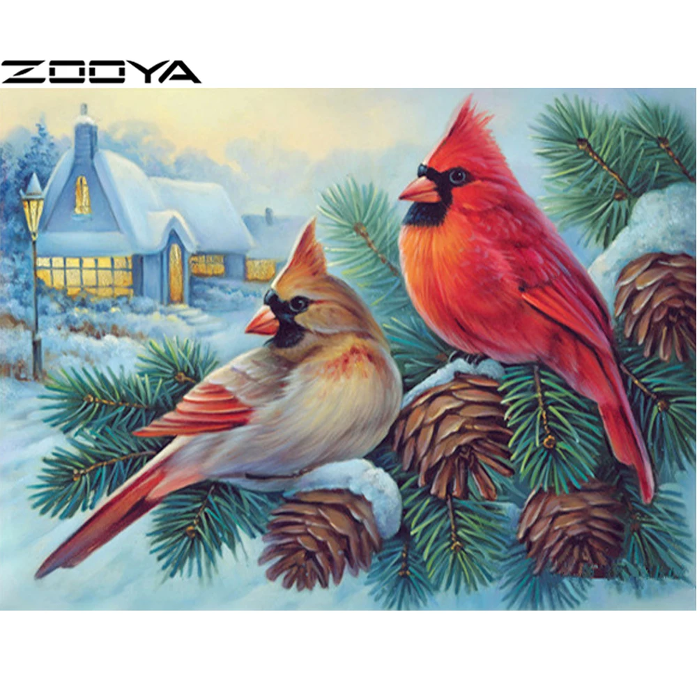 

Diamond Embroidery 5D DIY Round Diamond Painting Wall Sticker Pine Bird Snow Tree Pictures Of Rhinestones Cross-Stitch Kit R1598