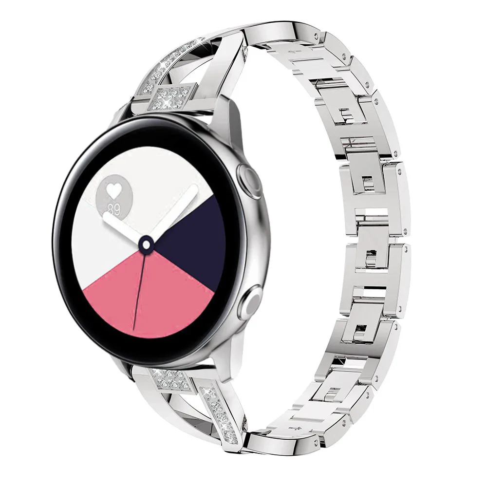 Женский ремень из нержавеющей стали для Samsung Galaxy Watch 3 Band 41 мм 45 Active 2 1 40 44 Алмазный