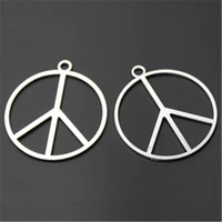 wkoud 4pcs silver color hollow circle peace sign alloy pendants for necklace earrings diy jewelry temperament findings a806
