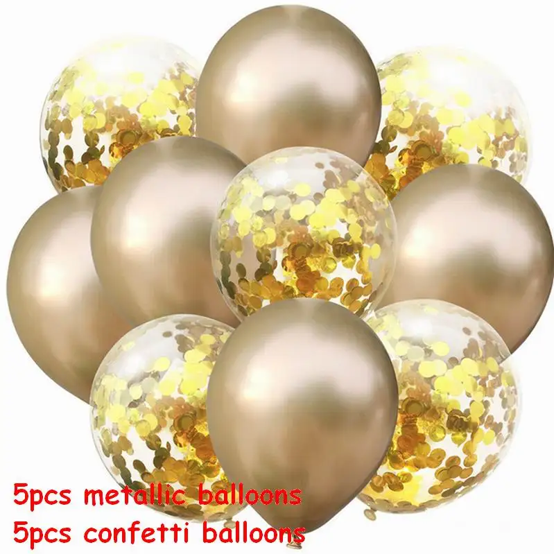 metallic set 1 10 шт 10 дюймов металлические цвета латексные воздушные шары с конфетти надувной шар для дня рождения свадьбы - Цвет: metallic set 1