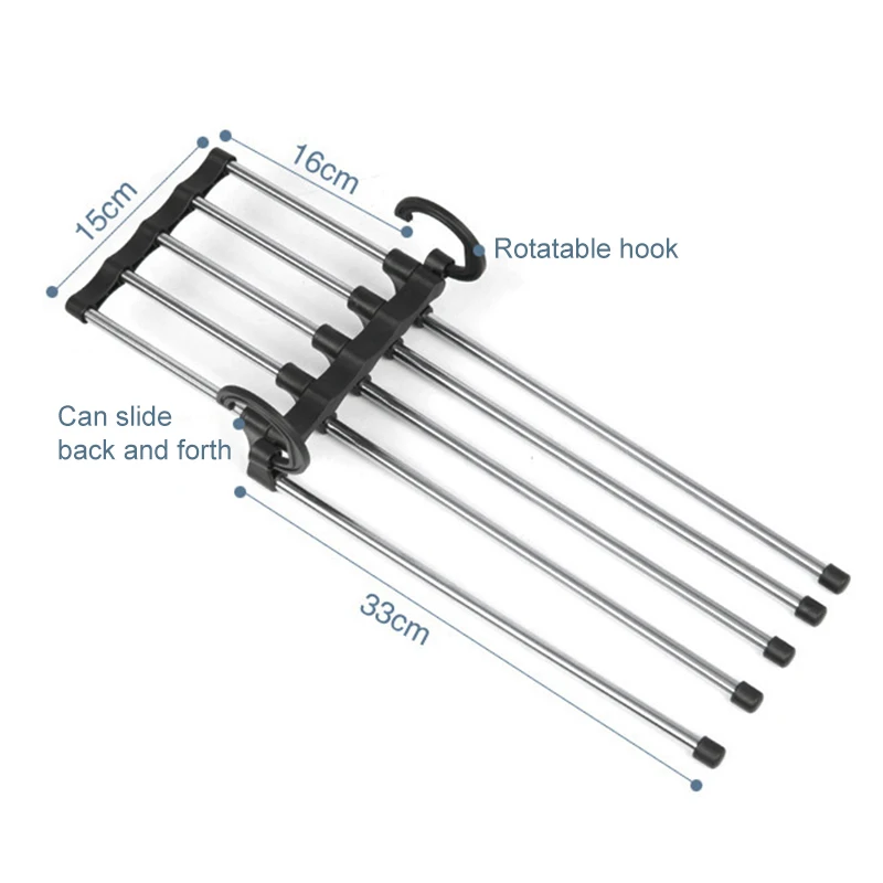 

5 In 1 Adjustable Multi-function Stainless Steel Pants Racks Trousers Hanger Magic Clothing Storage Organization Drying Hanger