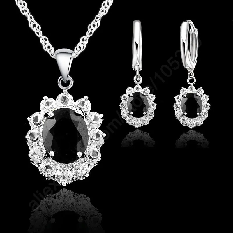 Ожерелье и серьги из серебра 925 пробы с фианитом 5 цветов|wedding jewelry sets|necklace earring
