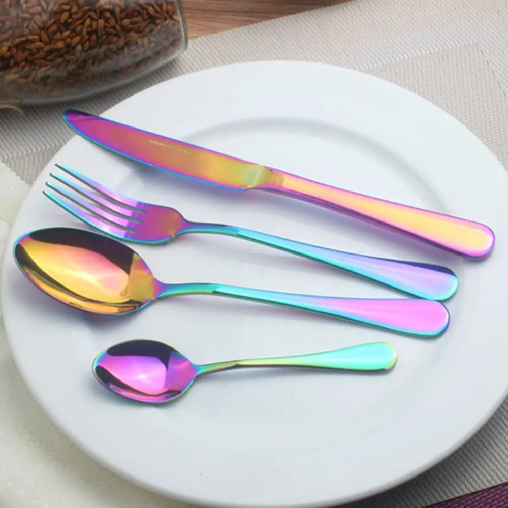 

4PCS Stainless Steel Dinnerware Sets For Birthday Wedding Decoration Cutlery Knife Fork Scoops Kitchen Tools