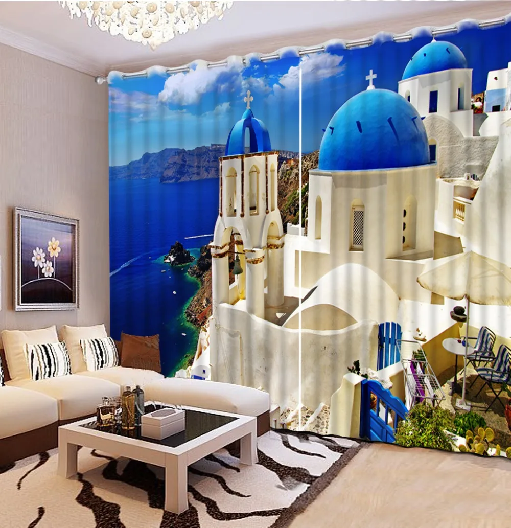 Европейские романтические 3D занавески для гостиной на окна с надписью love sea Photo