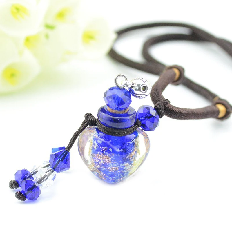

Gold Sand Mosaic MINI Heart Scented Fragrance Bottle Color Aroma Necklace Pendant Fashion Jewelry 5pcs/lot DC292