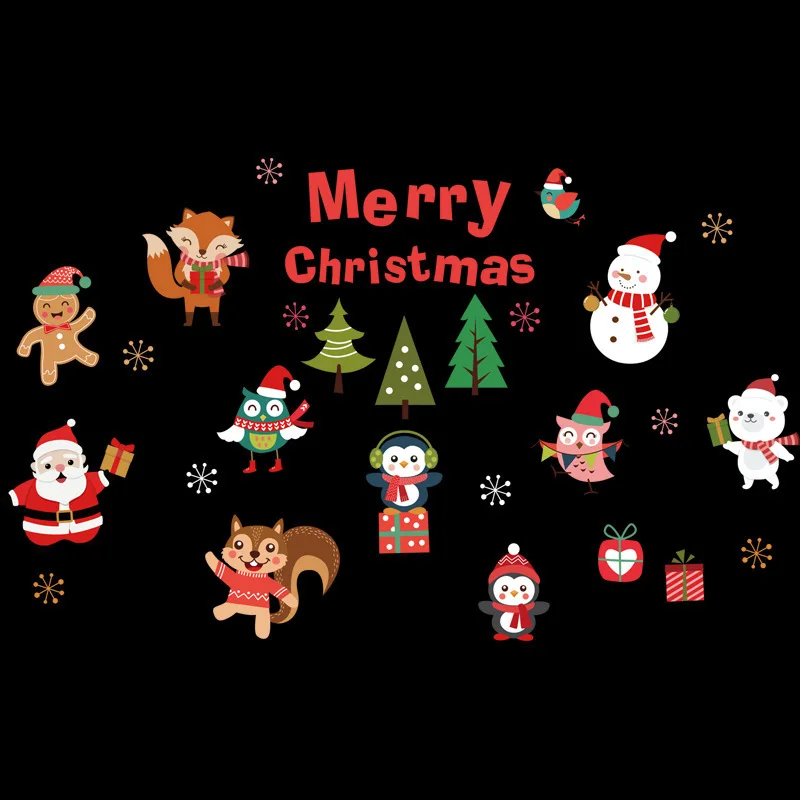 Merry Christmas Санта Клаус Снеговик съемный стикер на стену оконные наклейки|Наклейки