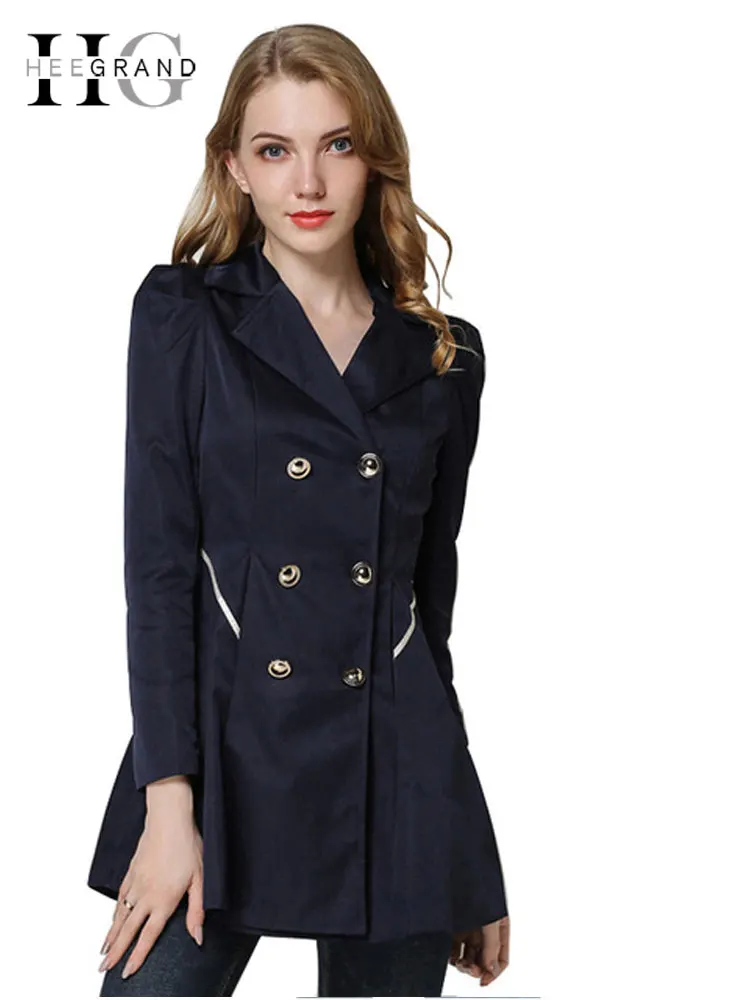 Женский двубортный Тренч HEE GRAND с отложным воротником на кнопках 2019|women trench coat|trench