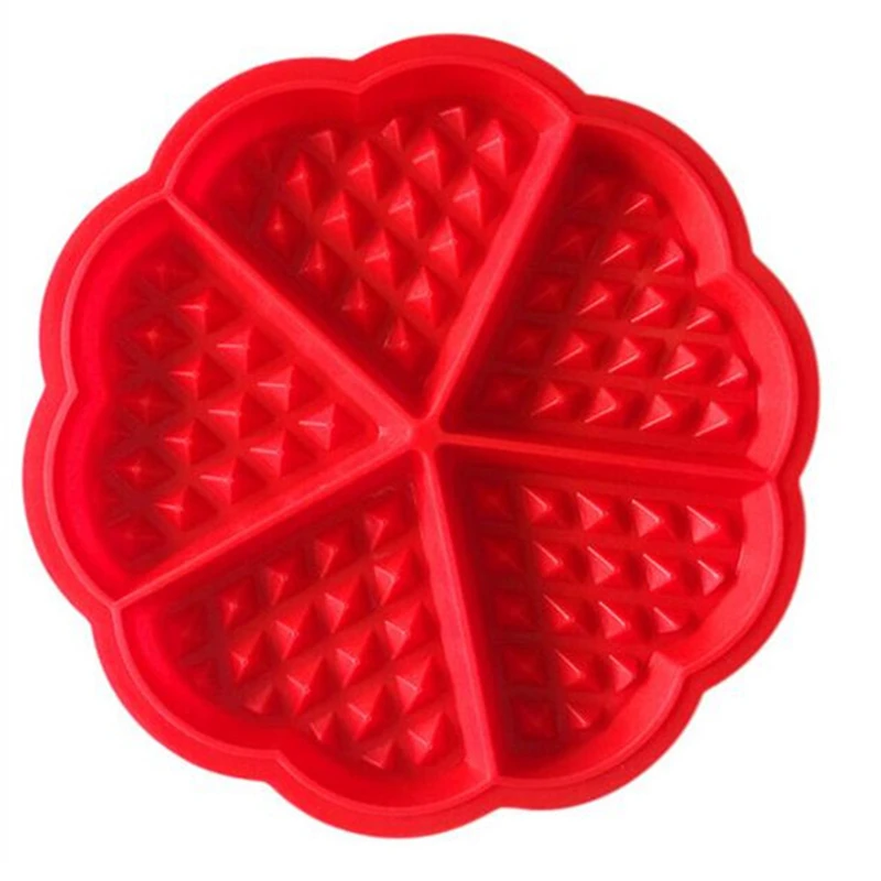 

ANGRLY Heart-shaped Waffles Mold 5-Cavity Bundt Oven Muffins Baking Mould Cake Pan Silicone Mold Tool silicone mold