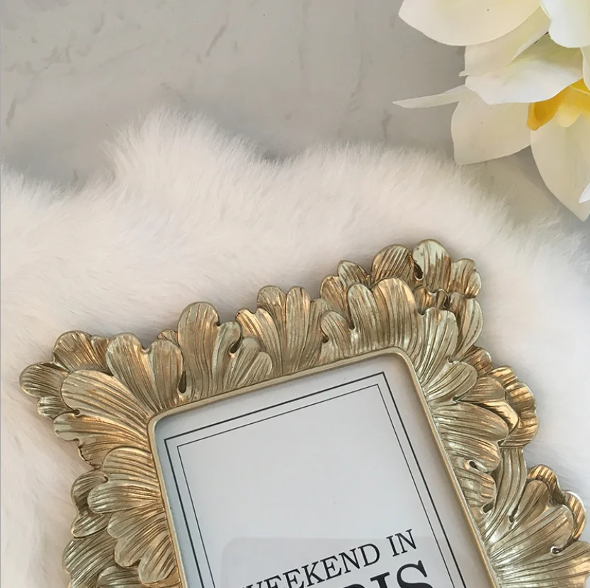 Retro 6 Inch Resin Photo Frame Picture Frames Gold Wall Frame Creative Home Decoration For Desktop Supplies