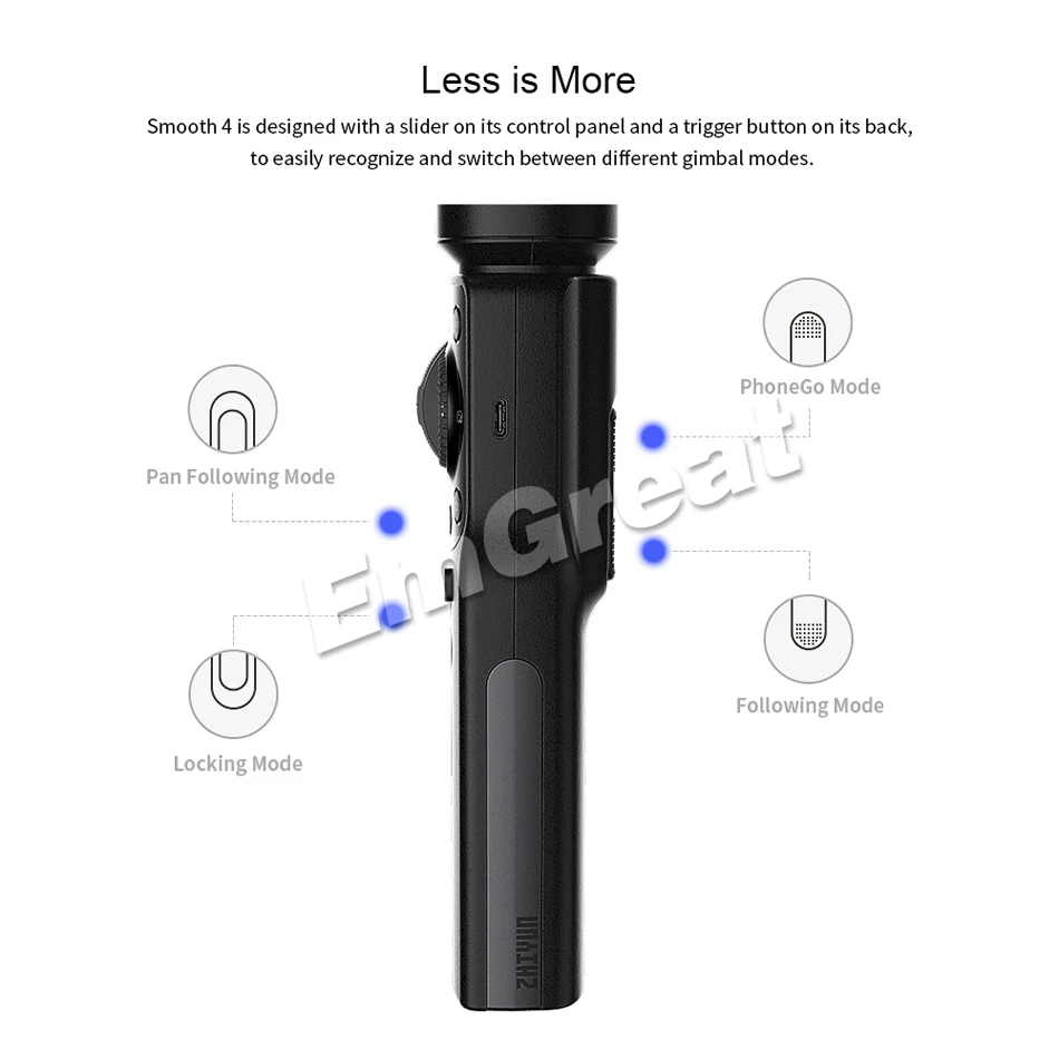 

Zhiyun Smooth 4 3-Axis Handheld Gimbal Stabilizer Focus Pull & Zoom for iPhone 12 11 XS XR X 8P 8 SE Samsung S20 Action Camera