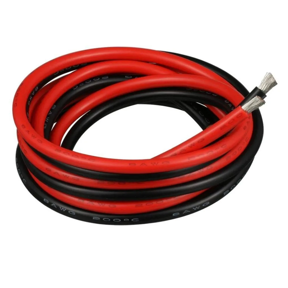 Фото 8 калибр, электрический провод, кабель для аккумулятора, черный и красный 8AWG-1650 жил медной луженой проволоки, быстрая пайка №4
