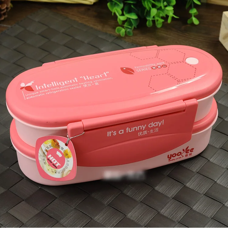 Дважды уровня печь Обед Bento Box Пластик мультфильм Коробки для обедов Еда