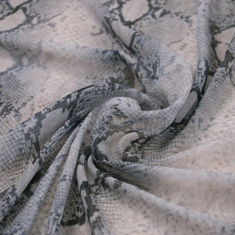 serpentine printed silk soft chiffon fabric snake skin thin for dress long beach clothing tissue | Дом и сад