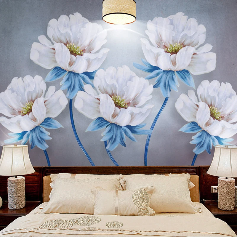 

Custom Modern Minimalist 3D Stereo Peony Wall Cloth Sofa Bedroom Living Room TV Background Wall Mural Wall Paper Home Furnishing