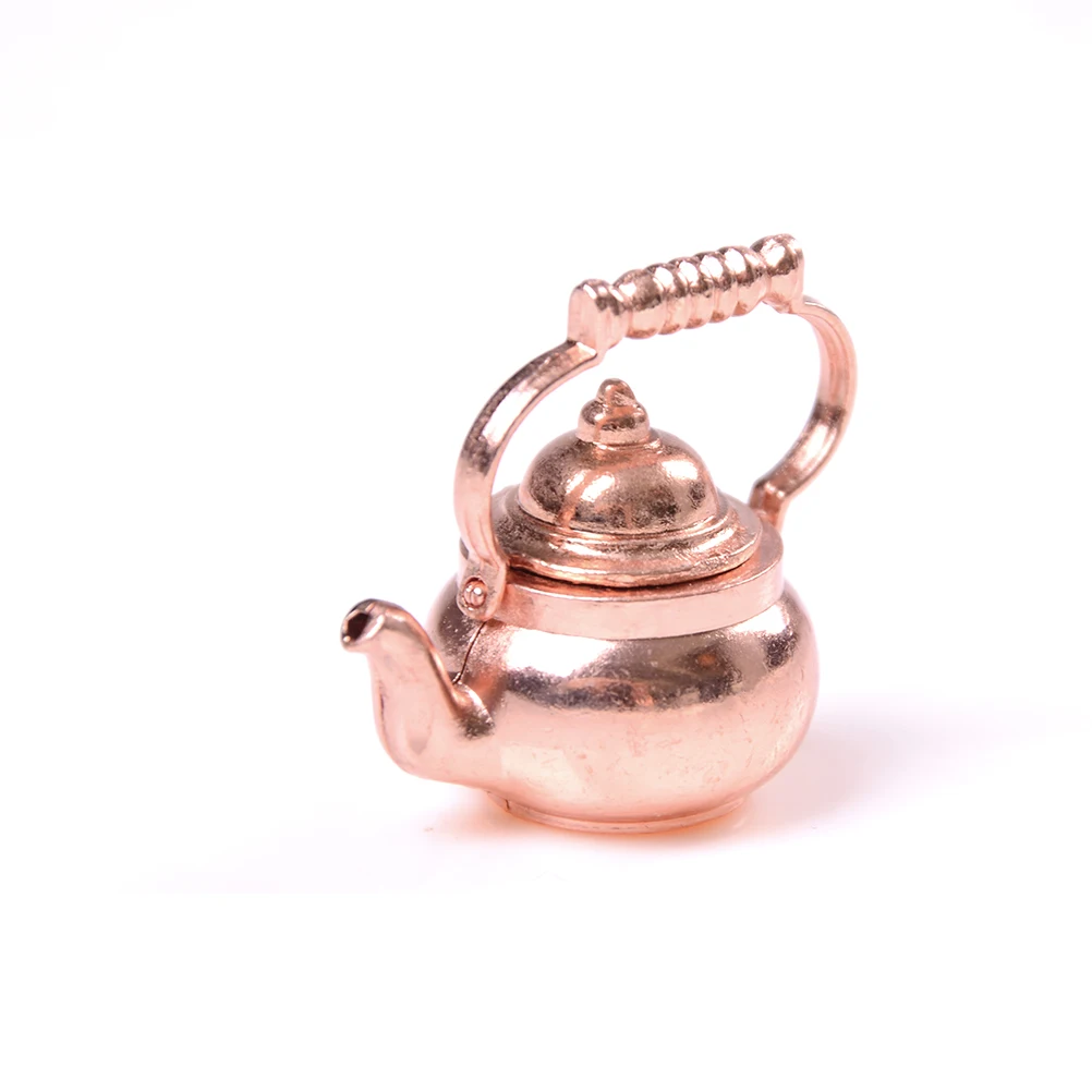 

1pcs 1/12 Dollhouse Miniature Copper Tea Kettle/Tea Pot Pretend Play Furniture Toys For Miniature Kitchen Accessory Classic Toys