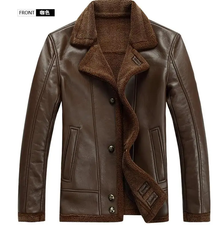 

HOT / Winter Male New fur coat One leather Jacket with thick fur Coat lapels /M--XXXL