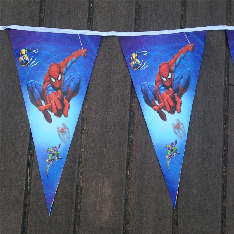 2016 новинка 10 шт/линия талантливая на тему Человека-паука бумажные флажки для