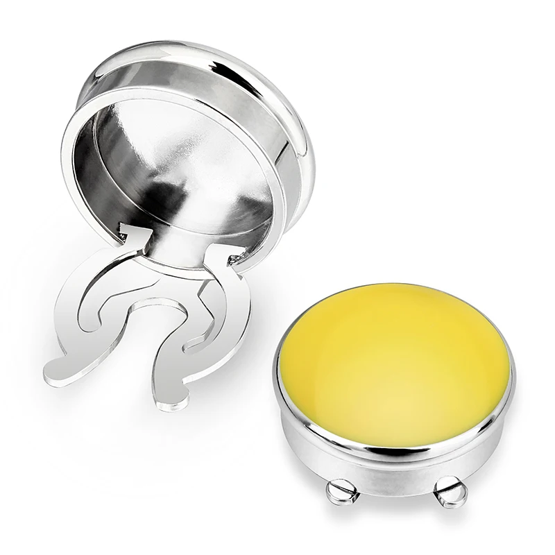 Yellow HAWSON Button Covers имитация французских запонок яркие цвета, инкрустированные эмалью для мужских обычных рубашек 12 цветов на выбор - Окраска металла: Yellow