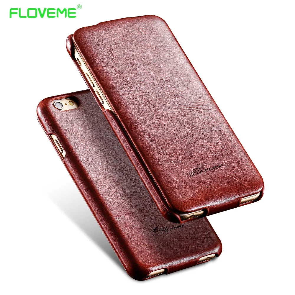 FLOVEME для iPhone 7 6 S Plus Вертикальный кожаный чехол Apple Coque гладкая кожа с логотипом