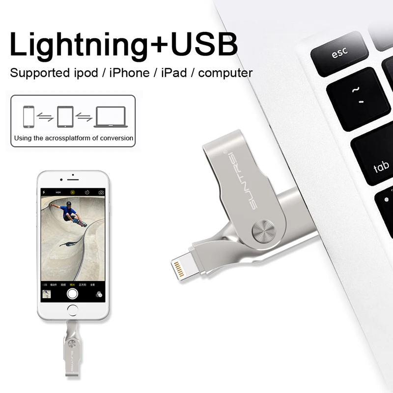 Suntrsi USB флэш накопитель для iPhone 5 5S 6s 7 Высокоскоростной 3 0 портативный 128 Гб карта